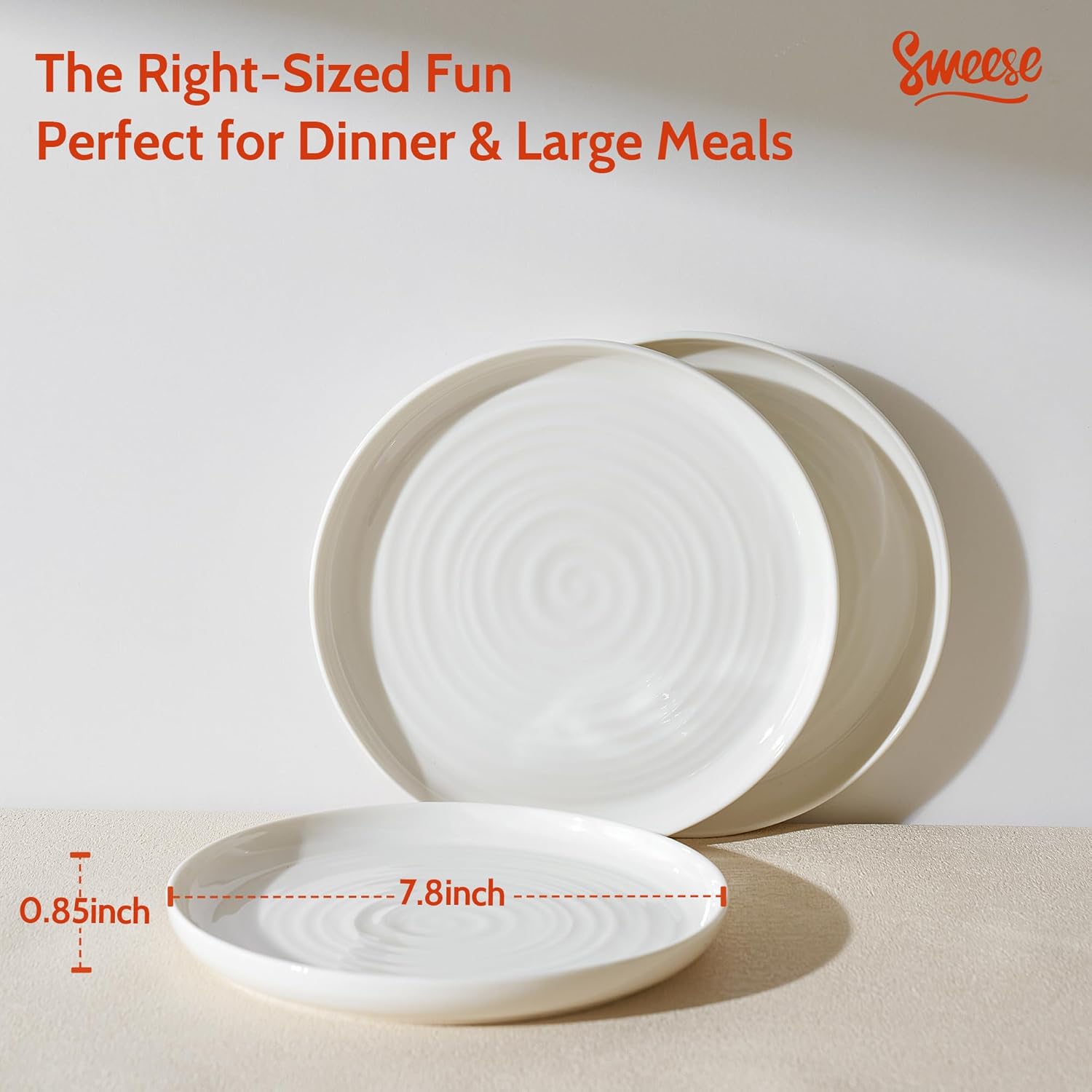 Porcelain Round Salad Plates, Set of 6