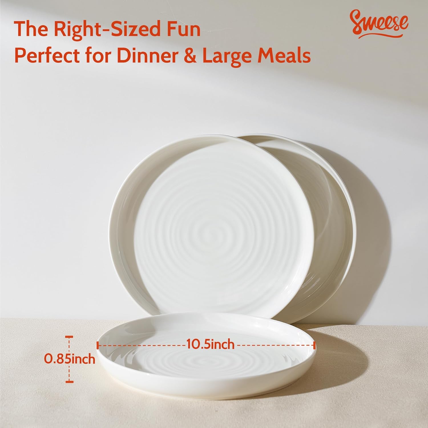 Porcelain Round Salad Plates, Set of 6