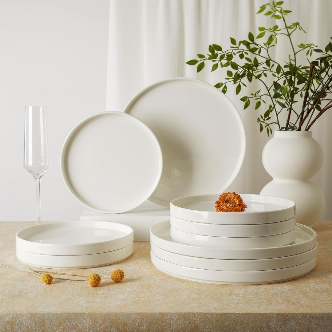 Porcelain Flat Plates, Set of 6
