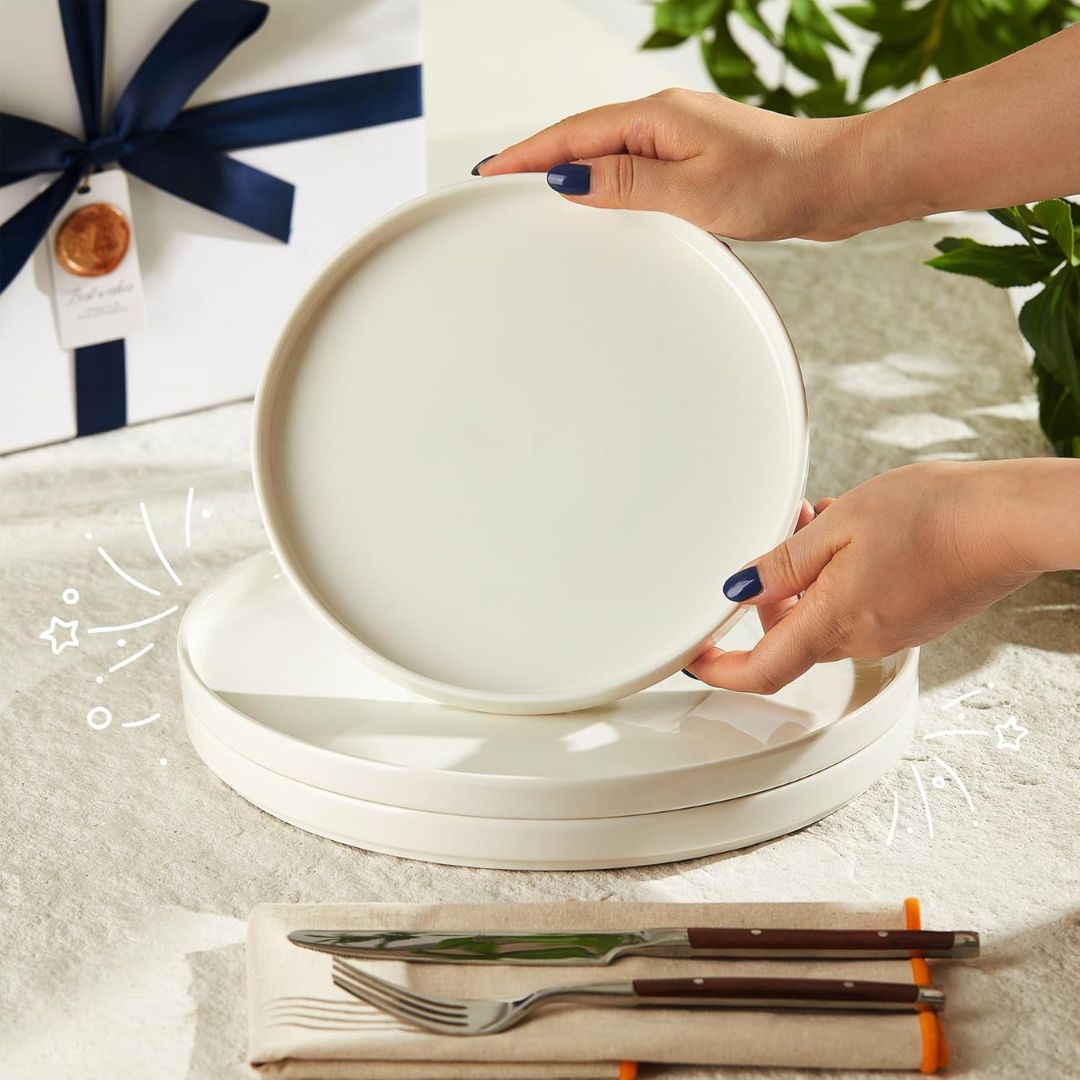 Porcelain Flat Plates, Set of 6