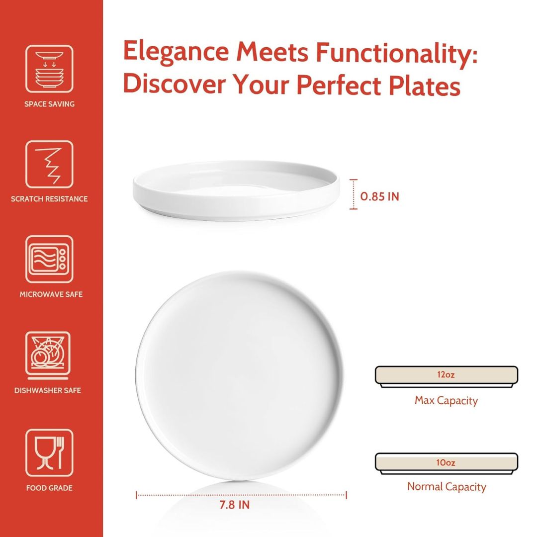 Porcelain Flat Plates, Set of 6