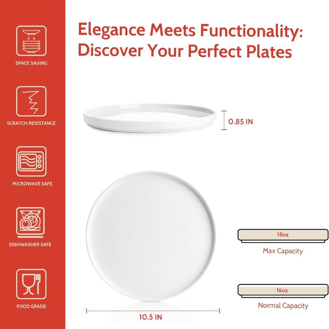 Porcelain Flat Plates, Set of 6