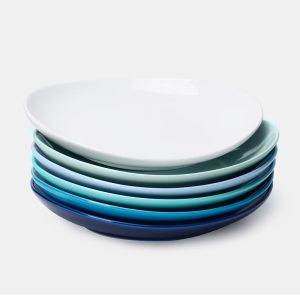 Blue Assorted Curved Porcelain Dinner Plates