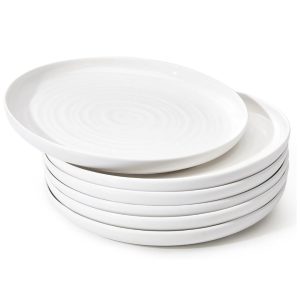 Porcelain Round Salad Plates, Set of 6