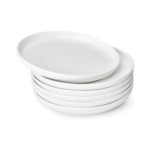 Lightweight Porcelain Round Plates, Set of 6